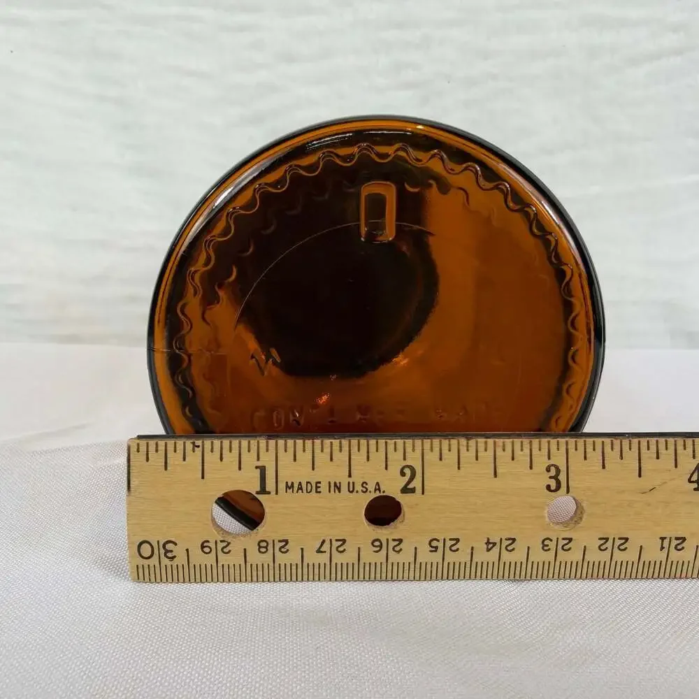 Vintage Brown Apothecary Glass Jar Bubble Lid Canister 7 1/4